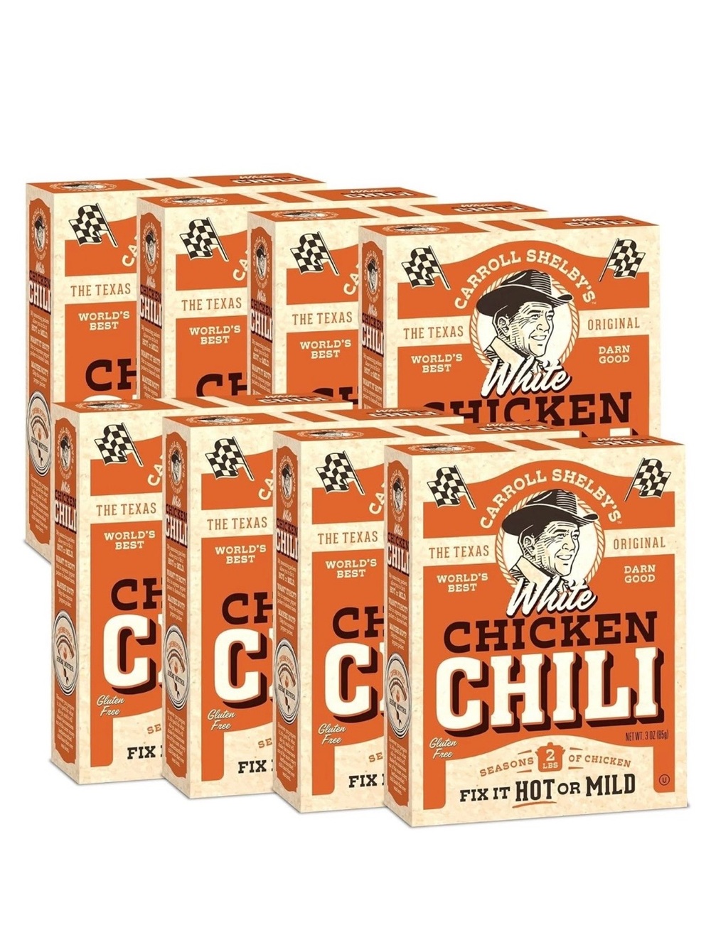 Lot 8 Boxes Carroll Shelbys Texas White Chicken Chili Mix Kit Seasoning Hot Mild